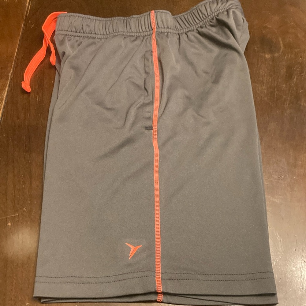 Gray Athletic Kid’s Shorts with Orange Accents